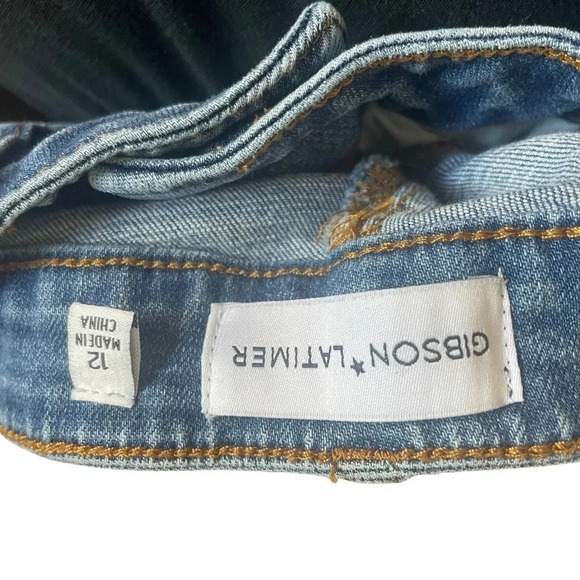 Gibson latimer raw hem distressed skinny jeans Size •12 womens medium wash - Picture 3 of 7